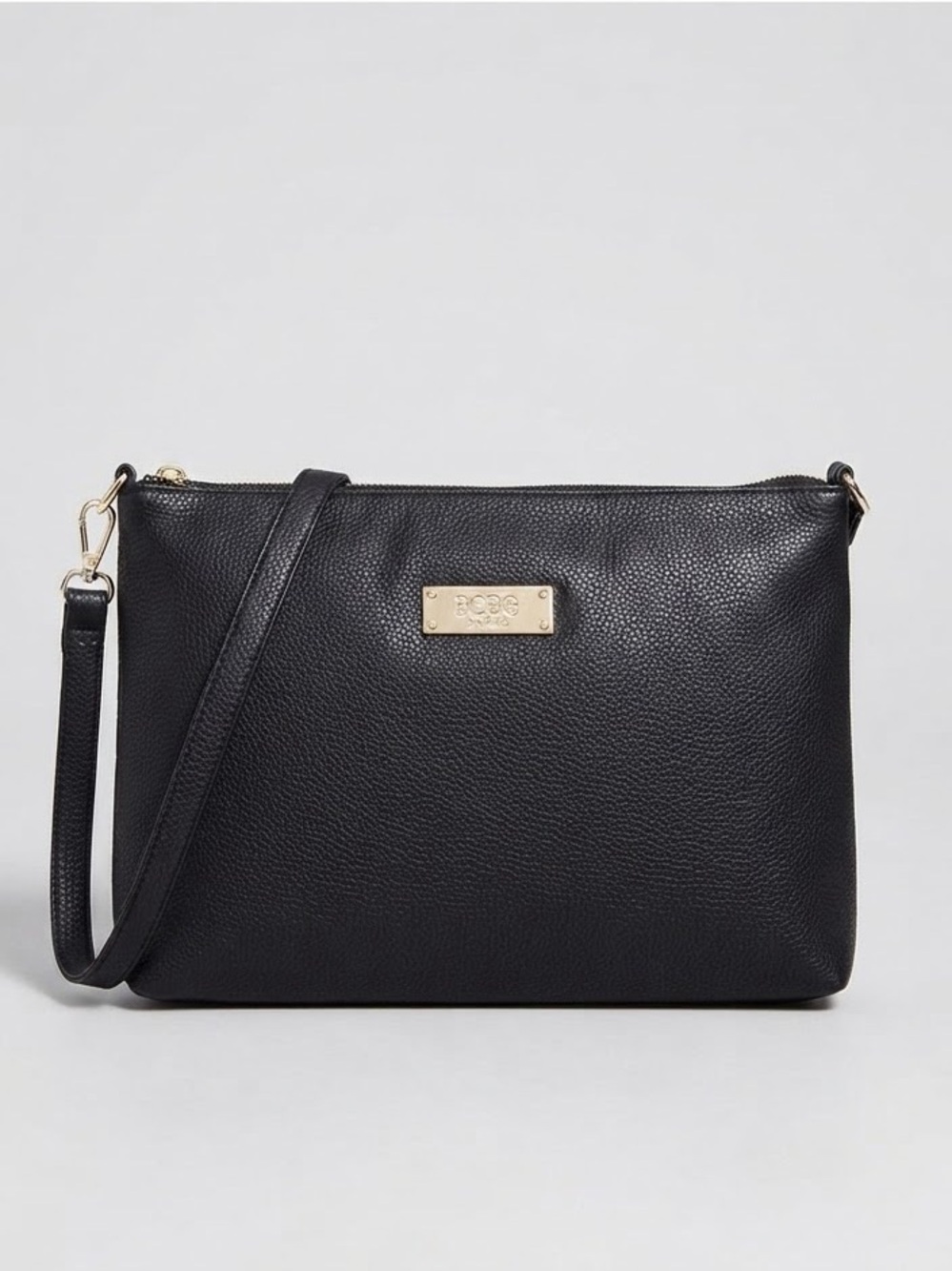BCBG Paris Black Pebbled Faux Leather Crossbody Bag Adjustable Strap